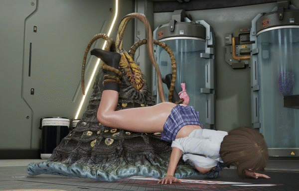 3D Tentacle plays with little slut