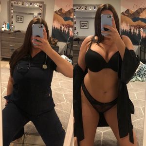 Nurse in her black bra & panties