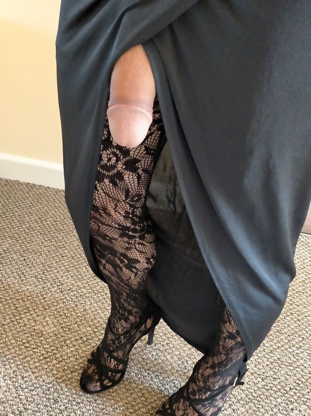 Lovely cock in silk dress