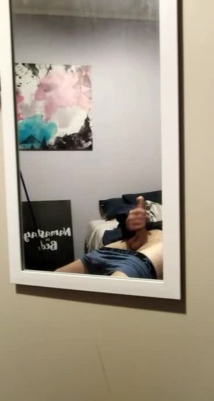 Showing off big white cock