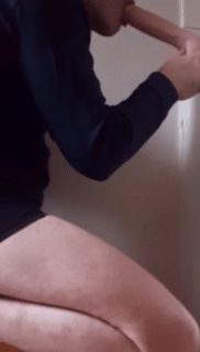 deepthroating a big fat dildo