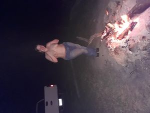 Wife showing her tits camping