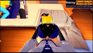 Moikaloop allowed Femboy to rub his dick on her legs (3D Hentai)