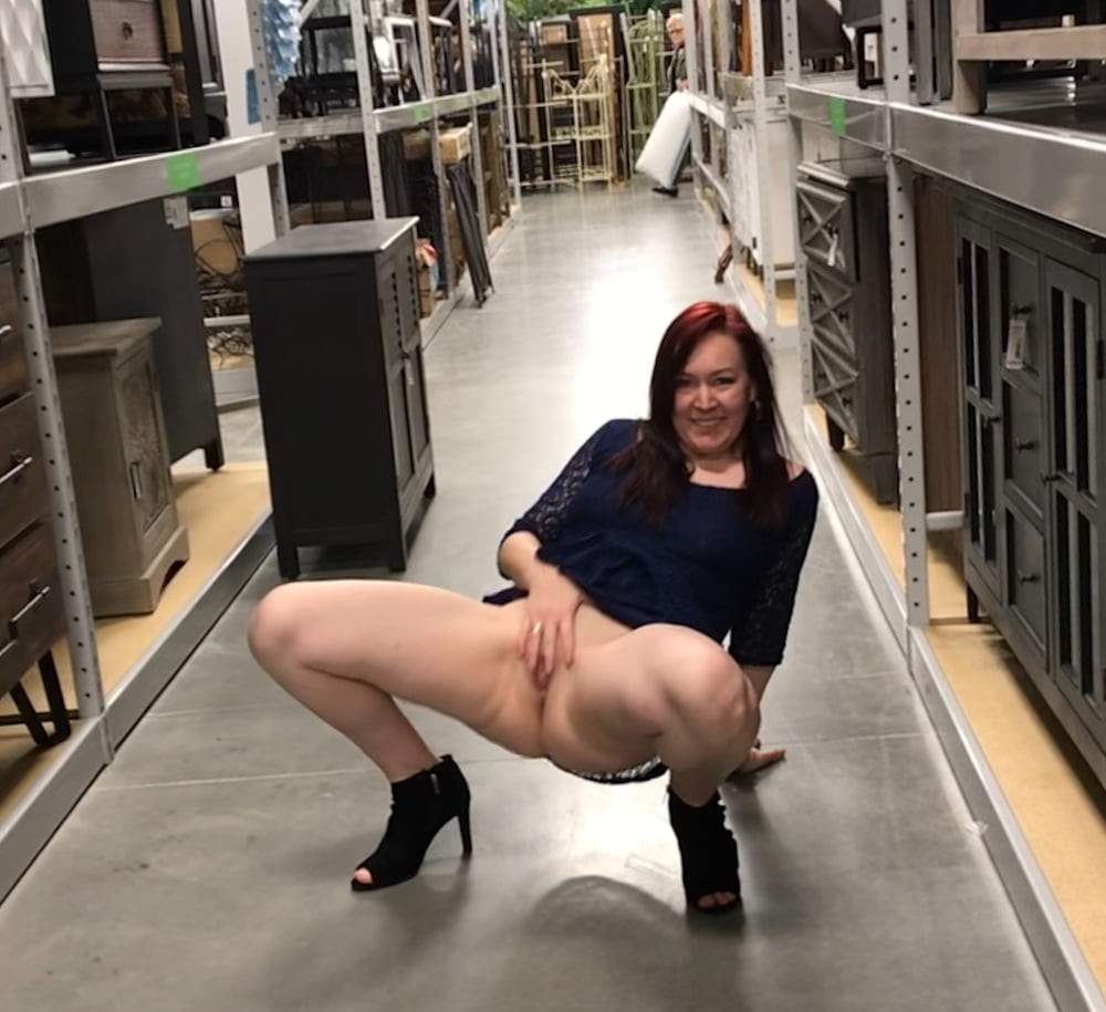 PLAYING WITH PUSSY IN THE MIDDLE OF A STORE.
