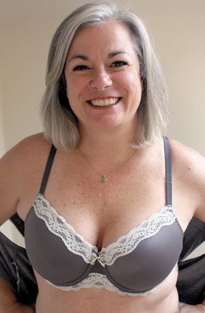 Silver hair beautiful mature in bras