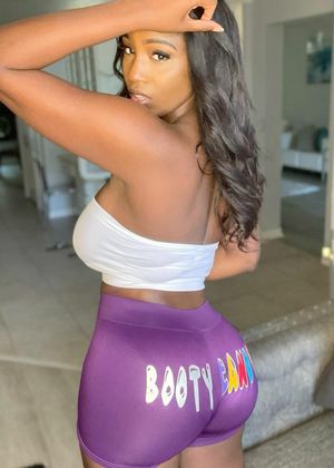 Ellie Mae great ass purple shorts
