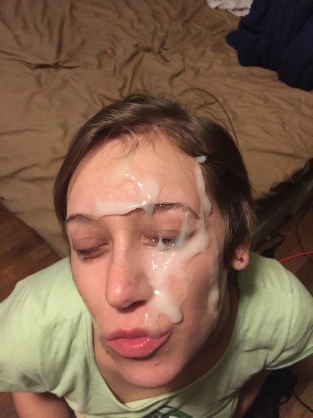 Massive facial for amateur slut