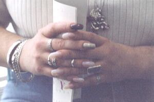 Nails with plenty of blingage.