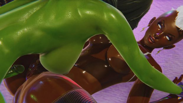 Futa - X Men - Storm gets creampied by She Hulk - 3D Porn