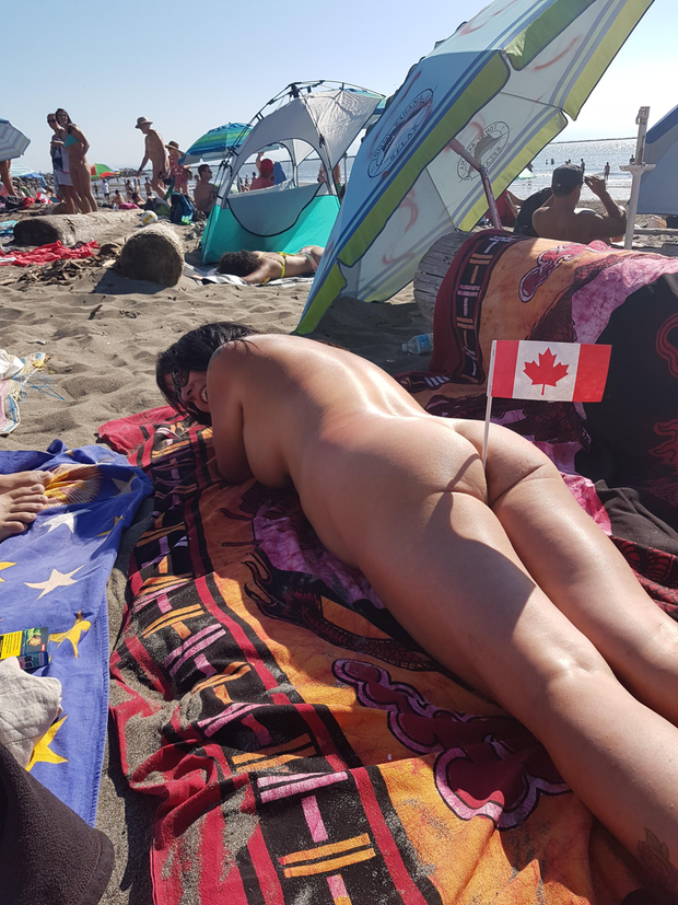 Canadian on the beach