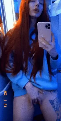 Hot babe rubbing her tight pussy