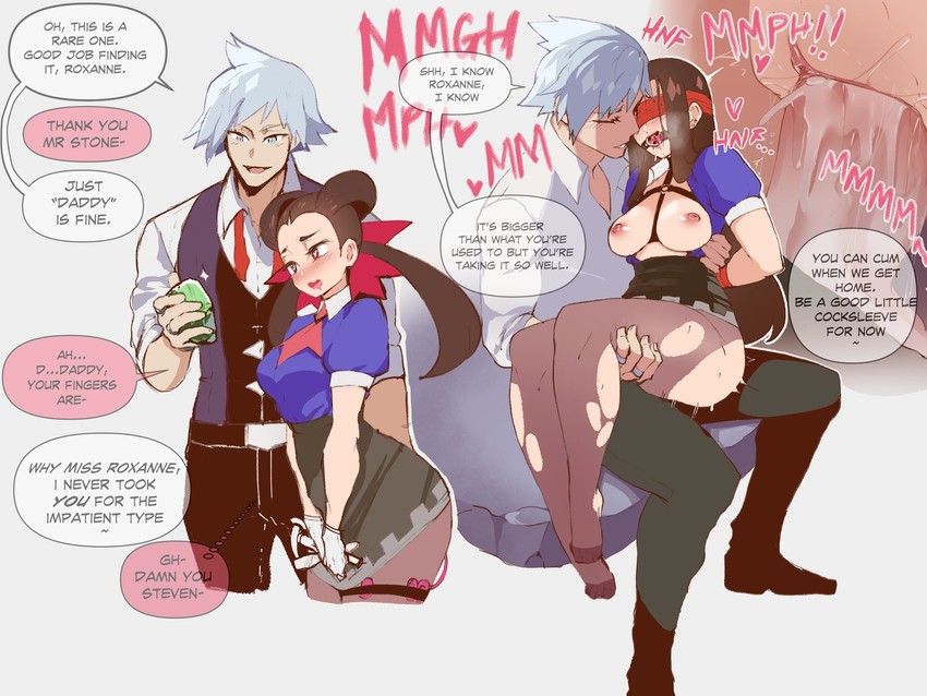 steven stone and roxanne (pokemon and 2 more) drawn by nyantcha