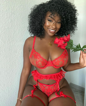 The Beautiful Savannah Perkins in red lingerie