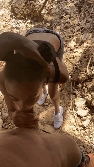 Ebony teen sucking cock