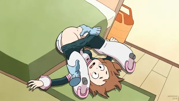 Uraraka fingers herself in suit - Hero Academia