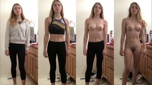 Blonde teen undressing