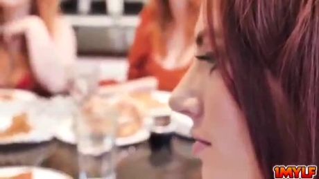 3 Redheads fuck lucky guy