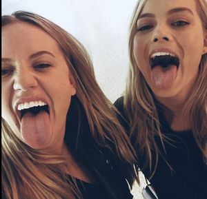 Margot Robbie and Friend Tongues Out