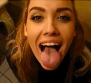 POV Tongue Out After Swallowing Cum
