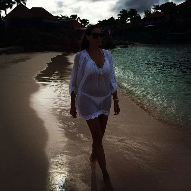 Strolling down the beach.