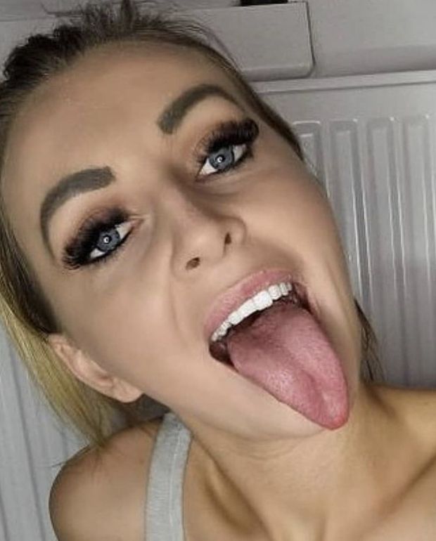 hot babe tongue out