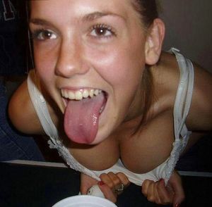 hot blonde tongue out