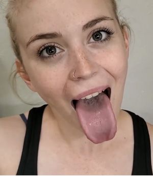 Hot babe tongue out