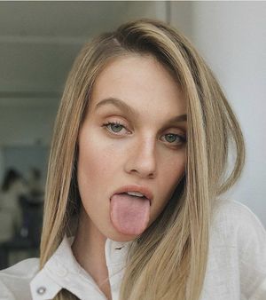 hot blonde tongue out