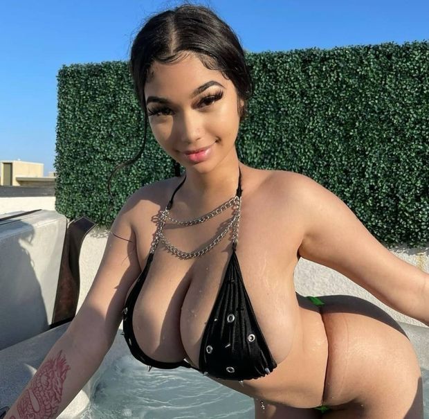 Lexie huge boobs black bikini