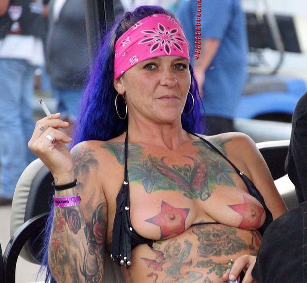 Tattooed biker biker rodeo chick