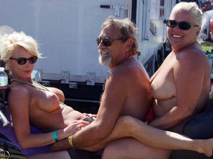 Biker rally showing tits