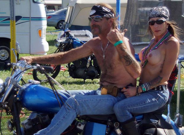 Biker rally tits and a Harley