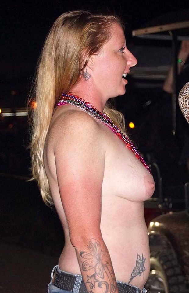 Biker rally tits on display