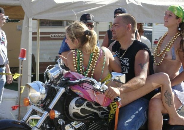 Biker rally people