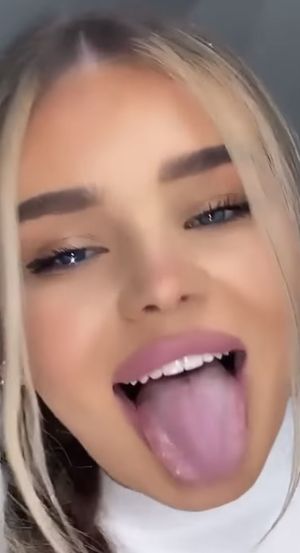 Hot blonde tongue out