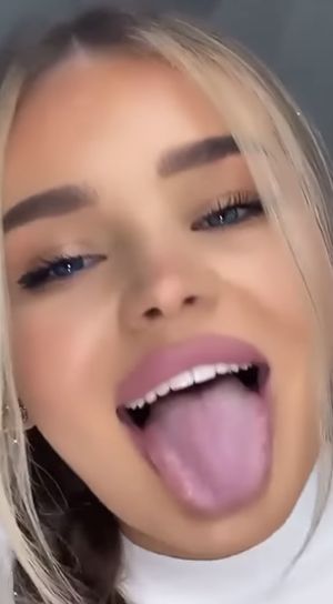 Hot blonde tongue out