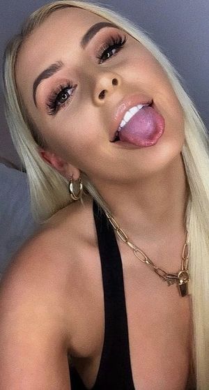 Hot blonde tongue out