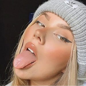 Hot blonde tongue out