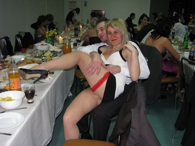 The husband is drunk, asleep somewhere. I'm having fun with others.