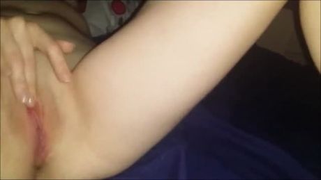 Teen fingering her sweet pussy and i join the fun