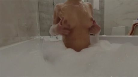 She has some fun in the bathtub before i join to fuck her