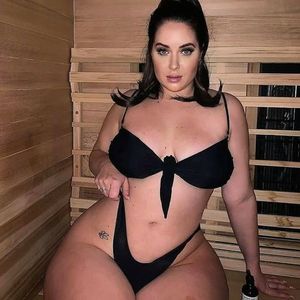 Cute Chubby Brunette In A little Black Bikini