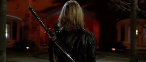 Kill Bill: Volume 1. Ready to do battle with opponents.
