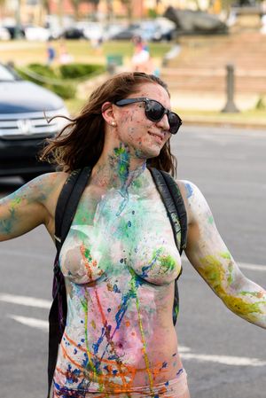 Abstract art on this beautiful redhead