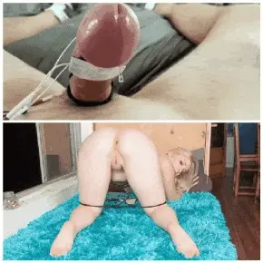 Estim cum tribute for chunky blonde.