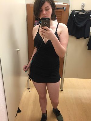 cute teen selfie in black dress