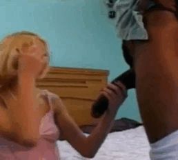 Sexy blonde trying to suck his 18 INCHES #01