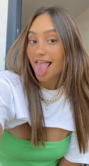 hit brunette tongue out
