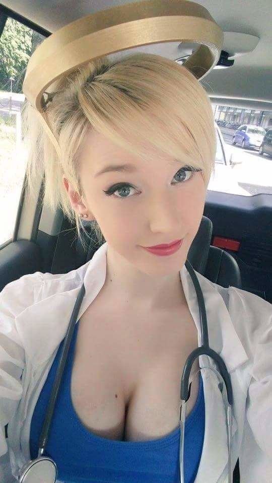 Lusty Cleavage of Sexy Medical Worker