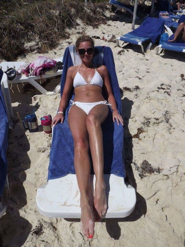 Bellas mom white bikini